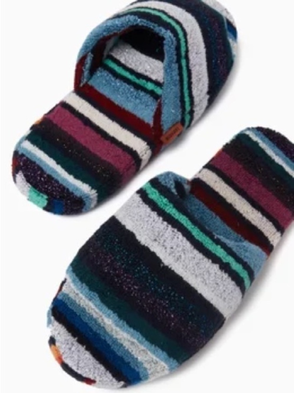 Missoni Multicolor Striped Terry Slide Slippers - Blue, Teal, Burgundy, White